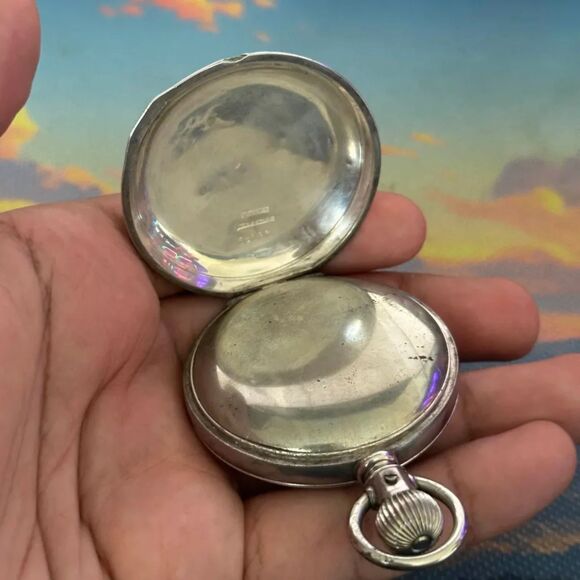 Vintage 1800s AWC Co Waltham Sterling Silver Pocket Watch Rare - Picture 5 of 6